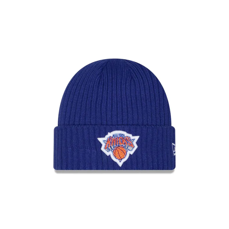 New York Knicks Rhinestone Badge Beanie Hat made by New Era