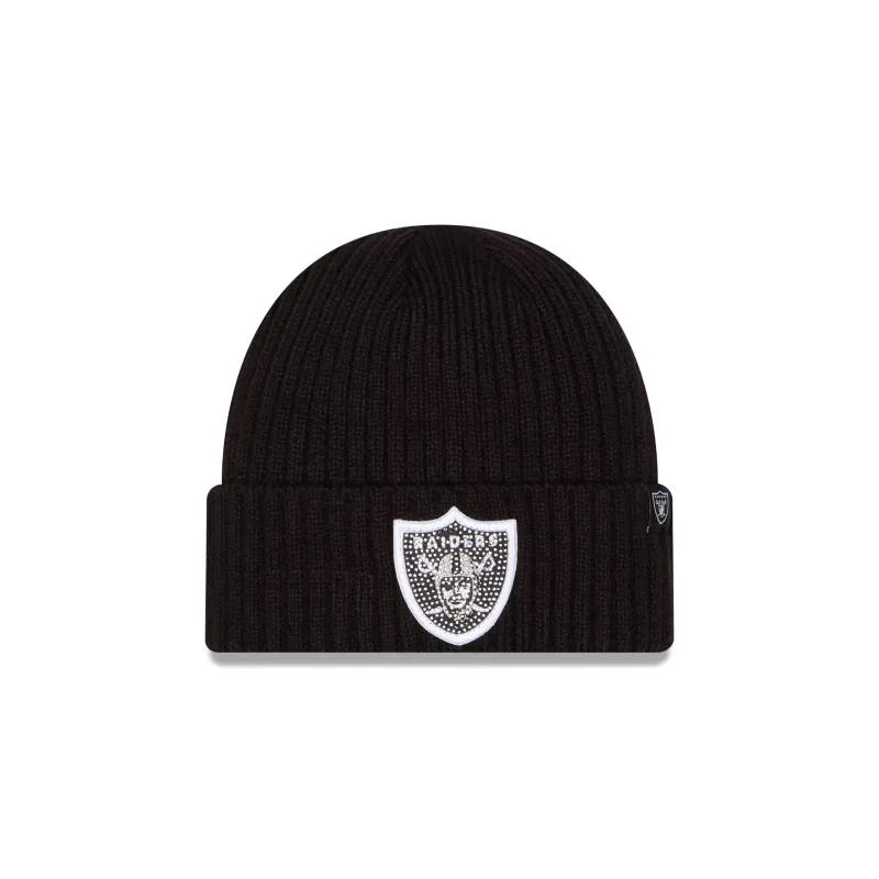 Las Vegas Raiders Rhinestone Badge Beanie Hat made by New Era