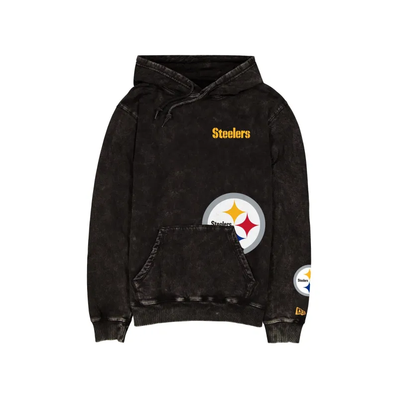 Pittsburgh Steelers Logo Washed Black Hoodie made by New Era