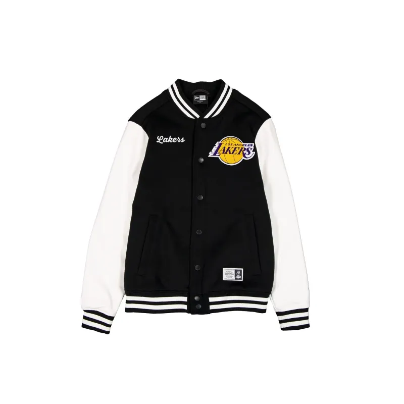 Los Angeles Lakers Black & White Varsity Jacket made by New Era