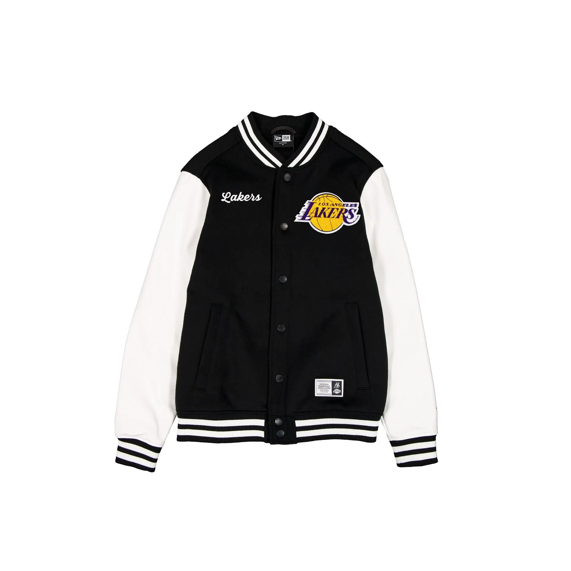 Los Angeles Lakers Black & White Varsity Jacket sold by New Era