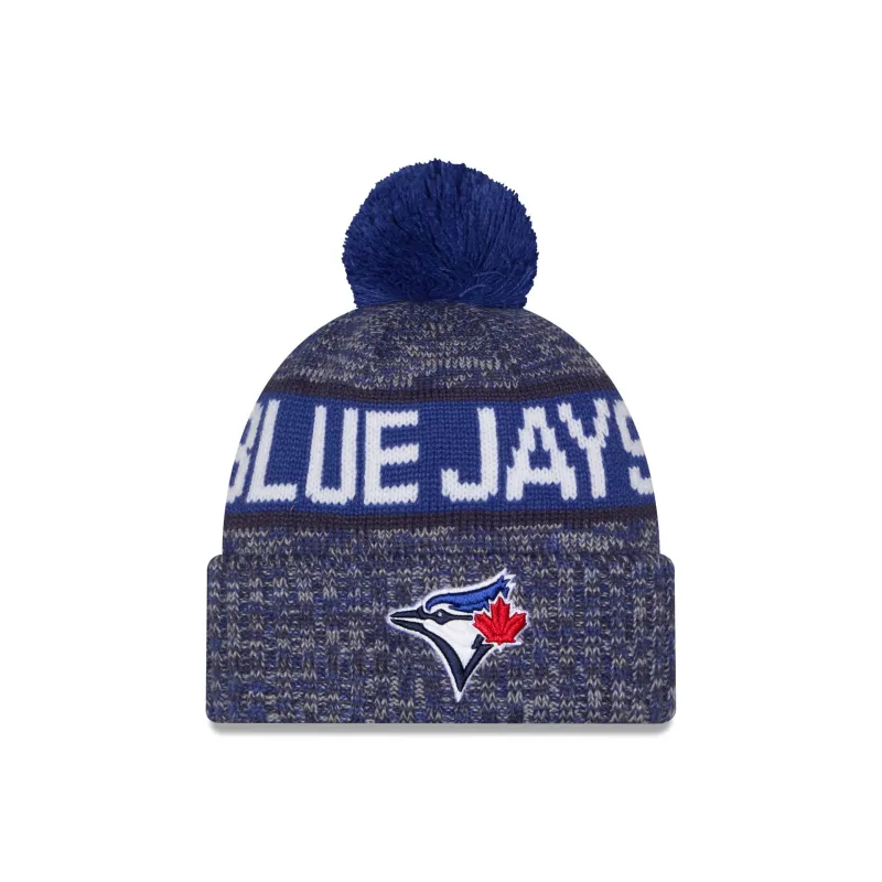 Toronto Blue Jays Tri Color Pom Knit Hat made by New Era