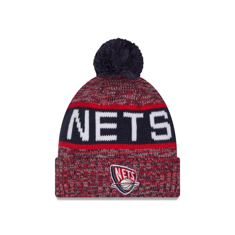 New Jersey Nets Tri Color Pom Knit Hat made by New Era
