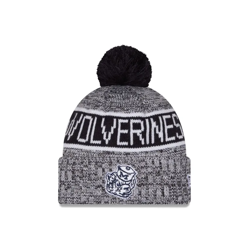 Michigan Wolverines Tri Color Pom Knit Hat made by New Era