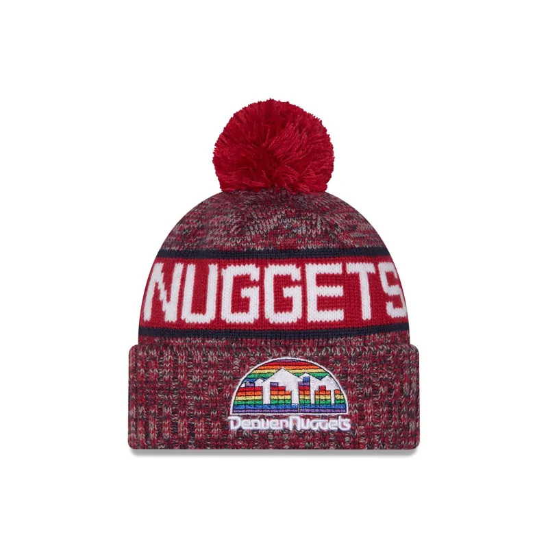 Denver Nuggets Tri Color Pom Knit Hat made by New Era