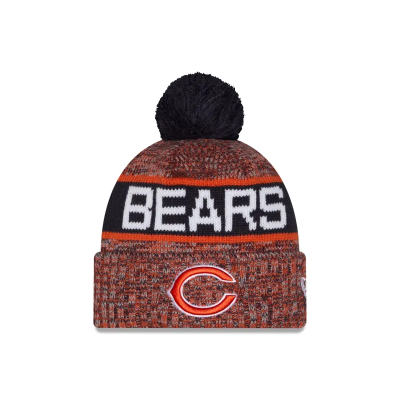 Chicago Bears Tri Color Pom Knit Hat made by New Era