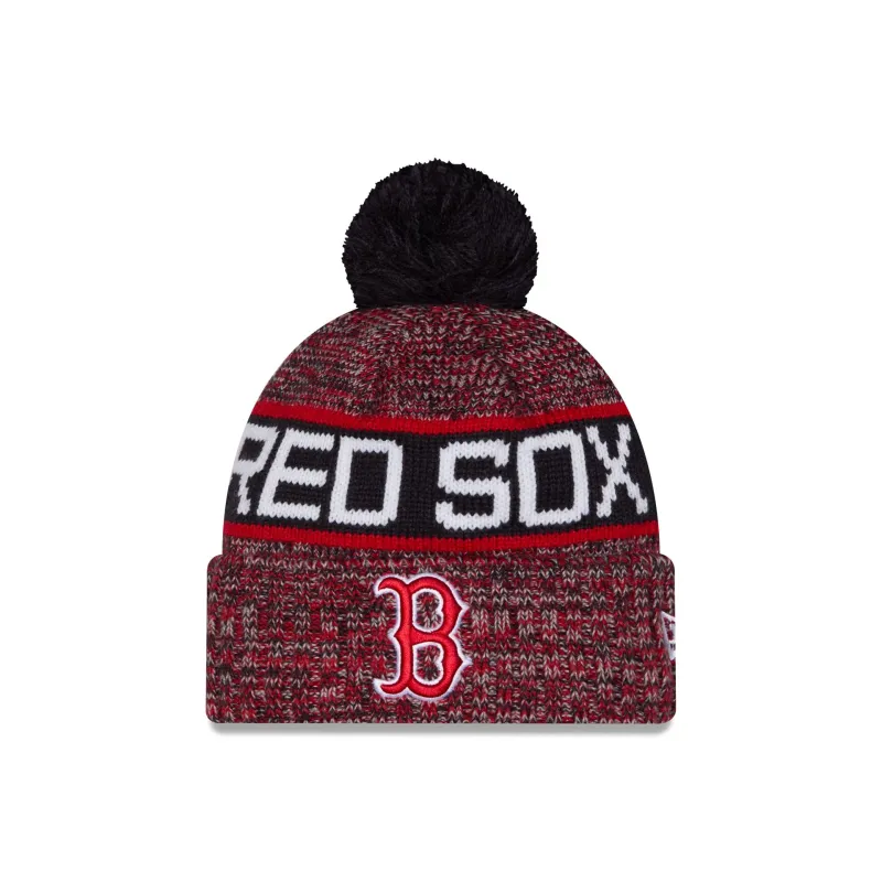 Boston Red Sox Tri Color Pom Knit Hat made by New Era