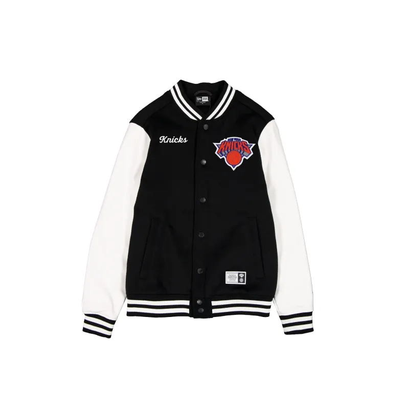 New York Knicks Black & White Varsity Jacket made by New Era