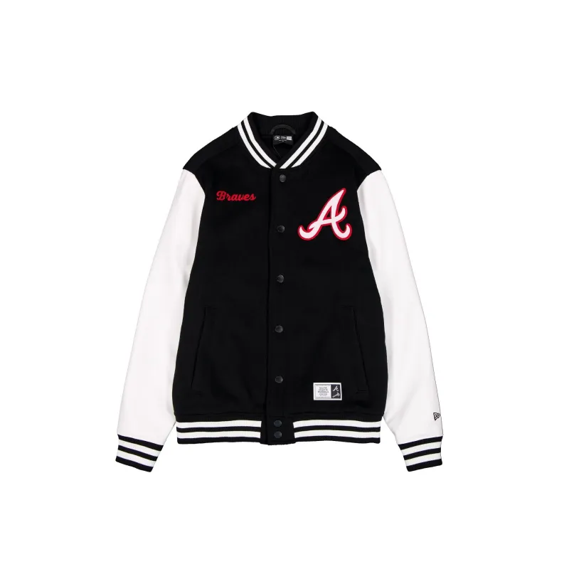 Atlanta Braves Black & White Varsity Jacket made by New Era