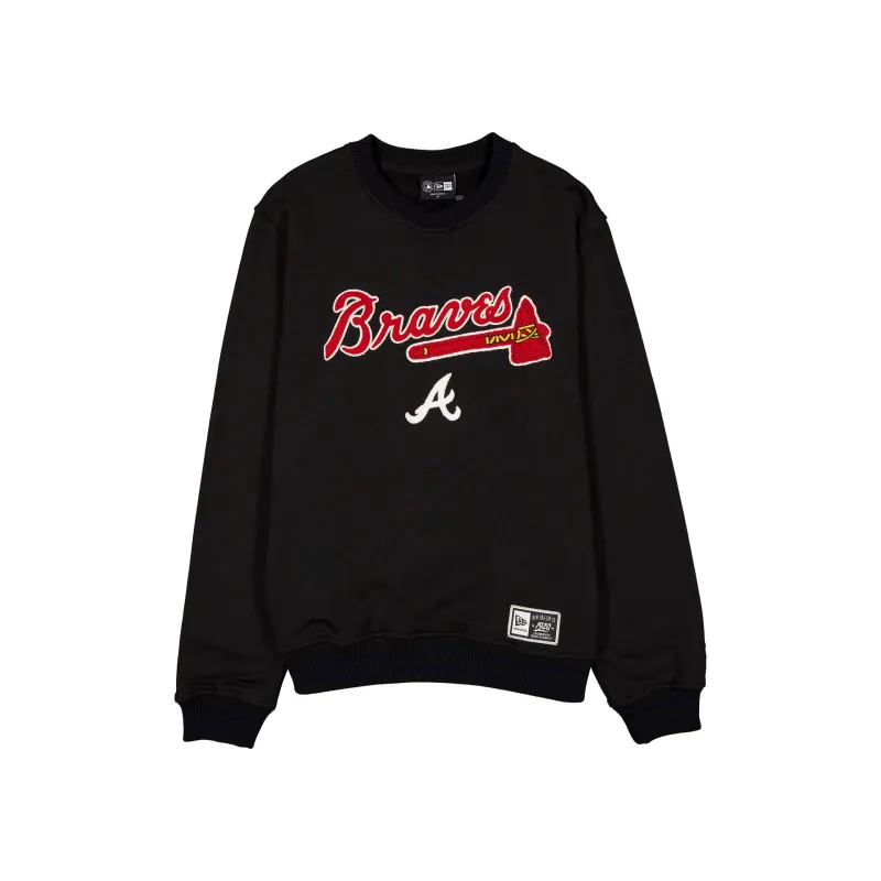 Atlanta Braves Throwback Boucle Black Crewneck made by New Era
