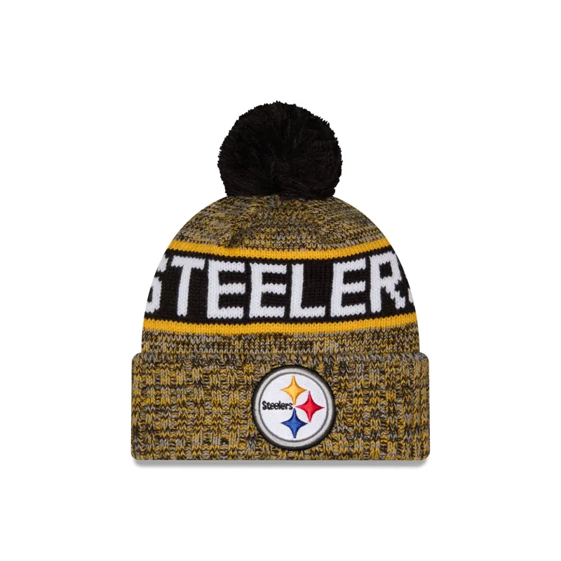 Pittsburgh Steelers Tri Color Pom Knit Hat made by New Era