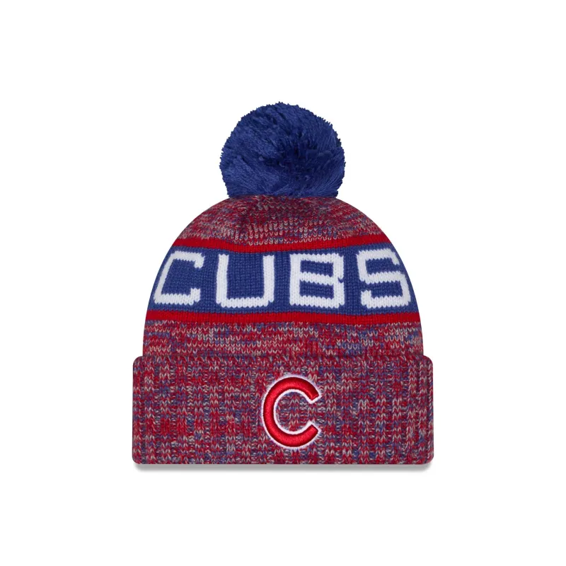 Chicago Cubs Tri Color Pom Knit Hat made by New Era