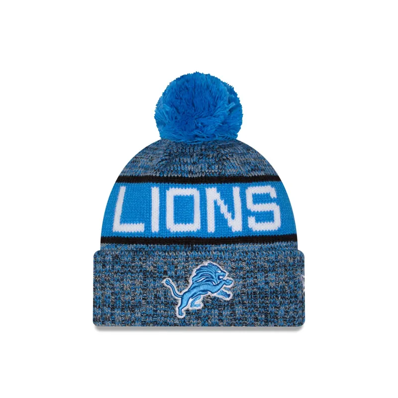 Detroit Lions Tri Color Pom Knit Hat made by New Era