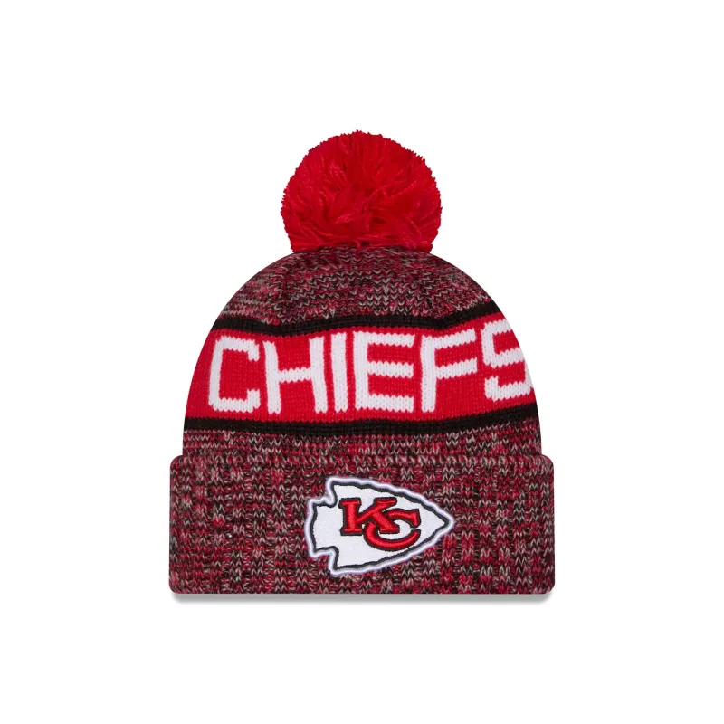 Kansas City Chiefs Tri Color Pom Knit Hat made by New Era