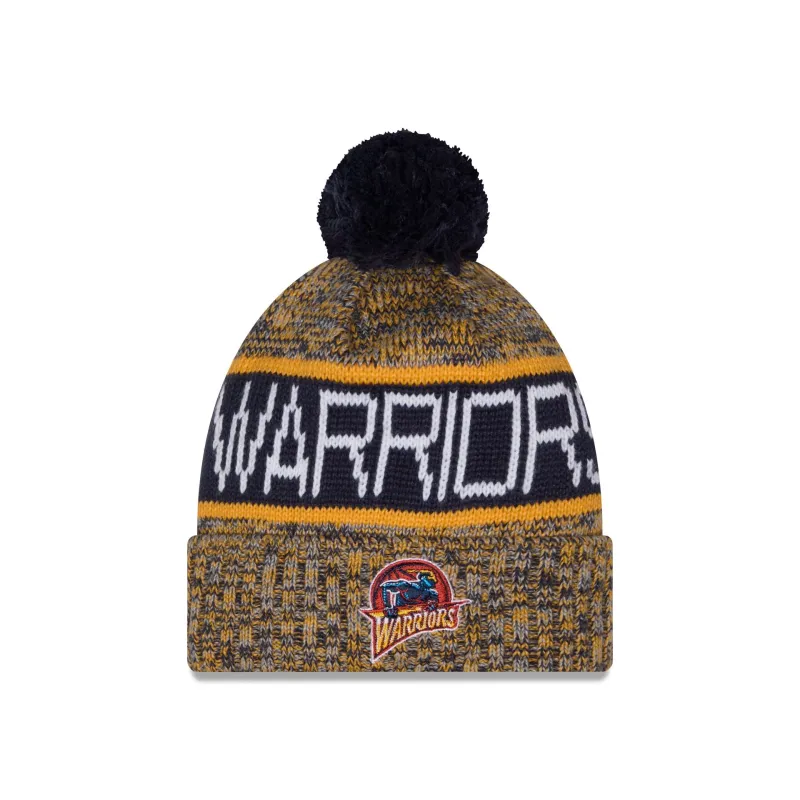 Golden State Warriors Tri Color Pom Knit Hat made by New Era