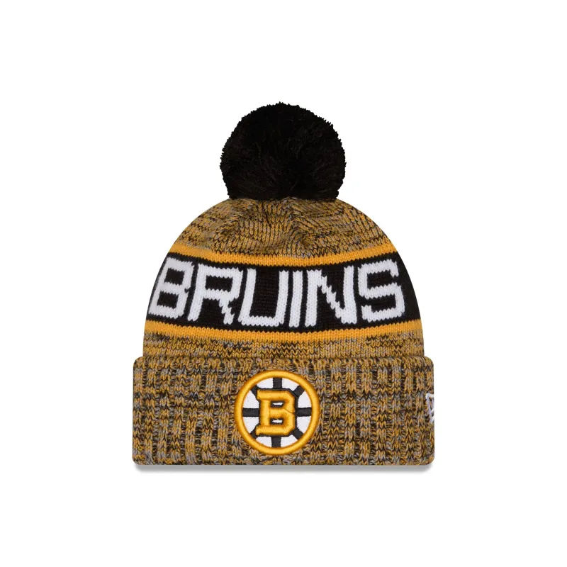 Boston Bruins Tri Color Pom Knit Hat made by New Era