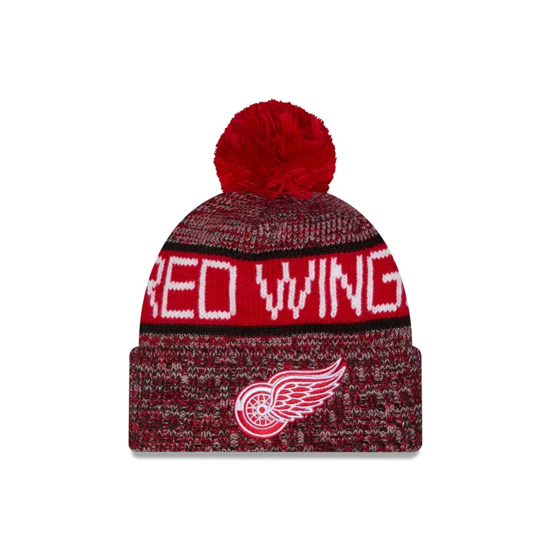 Detroit Red Wings Tri Color Pom Knit Hat made by New Era