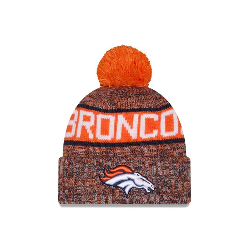 Denver Broncos Tri Color Pom Knit Hat made by New Era