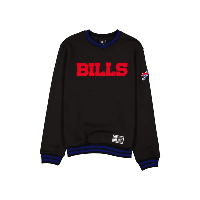 Buffalo Bills Throwback Boucle Black Crewneck made by New Era