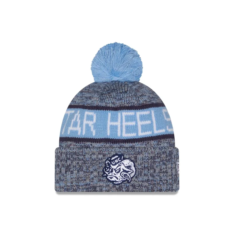 North Carolina Tar Heels Tri Color Pom Knit Hat made by New Era