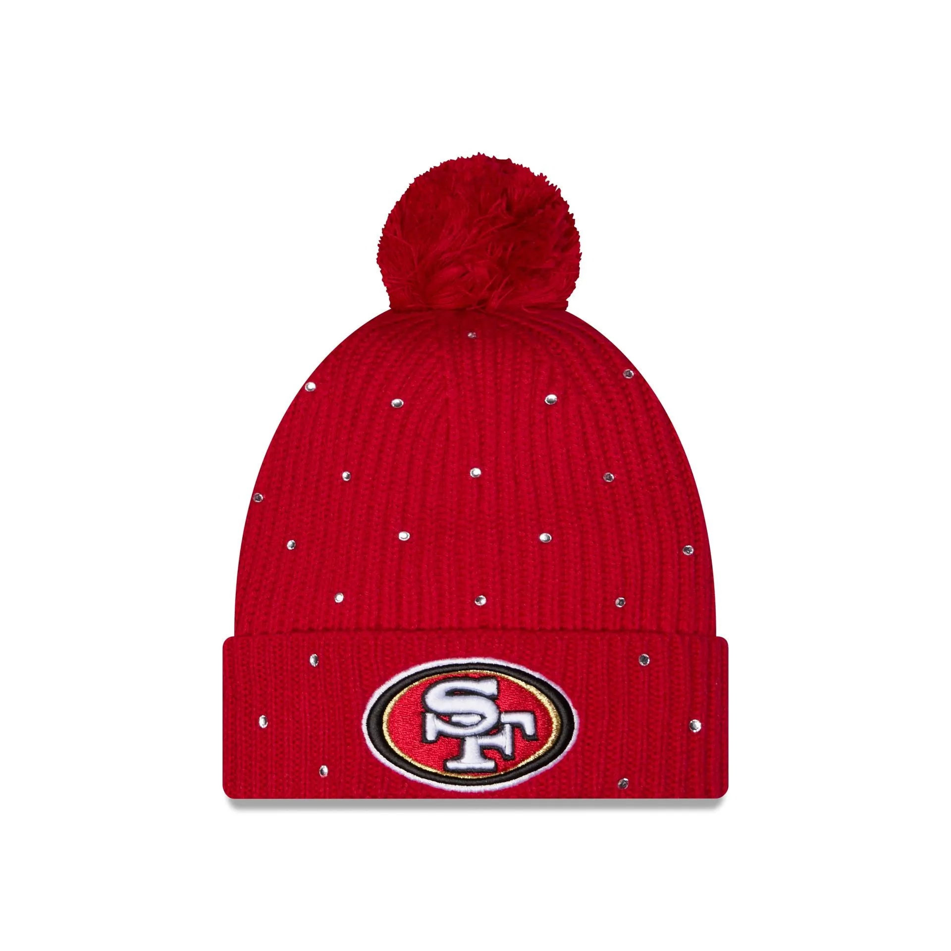 San Francisco 49ers Women's Rhinestone Pom Knit Hat sold by New Era