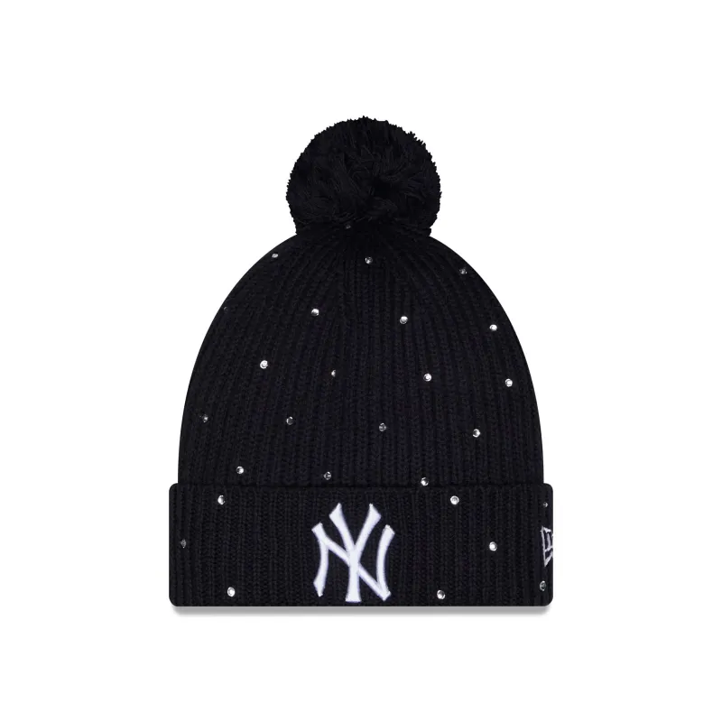New York Yankees Women's Rhinestone Pom Knit Hat made by New Era