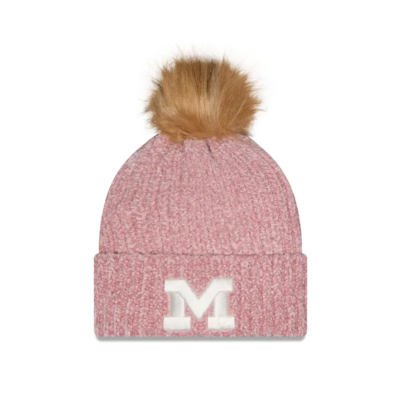 Michigan Wolverines Women's Pink Pom Knit Hat made by New Era