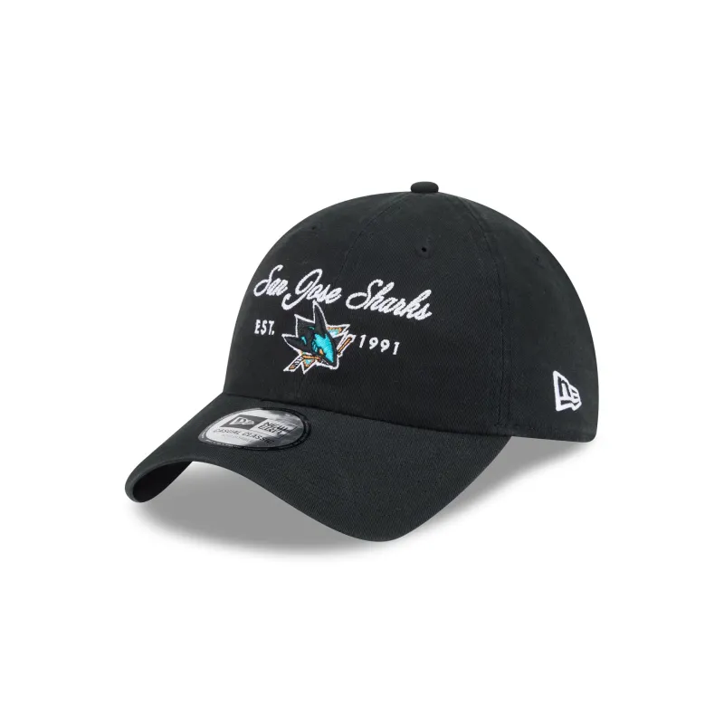 San Jose Sharks Script Wordmark Casual Classic Adjustable Hat made by New Era