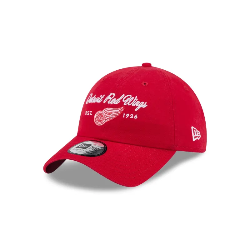 Detroit Red Wings Script Wordmark Casual Classic Adjustable Hat made by New Era