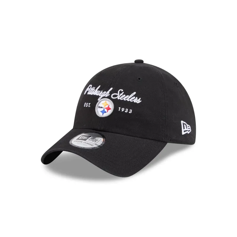 Pittsburgh Steelers Script Wordmark Casual Classic Adjustable Hat made by New Era