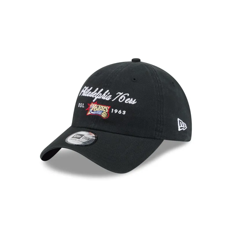 Philadelphia 76ers Script Wordmark Casual Classic Adjustable Hat made by New Era