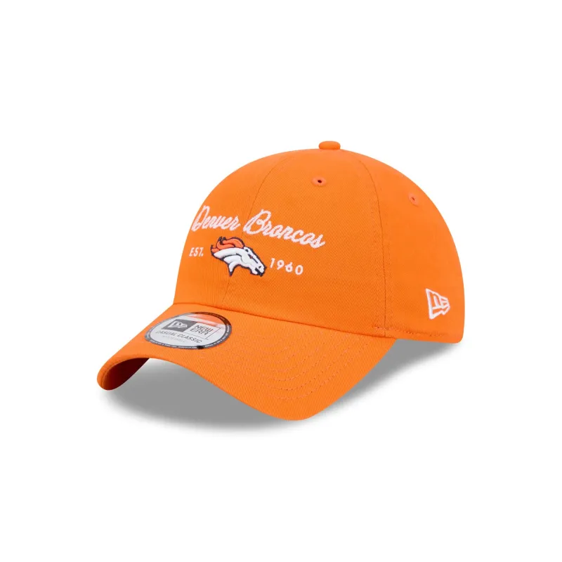 Denver Broncos Script Wordmark Casual Classic Adjustable Hat made by New Era