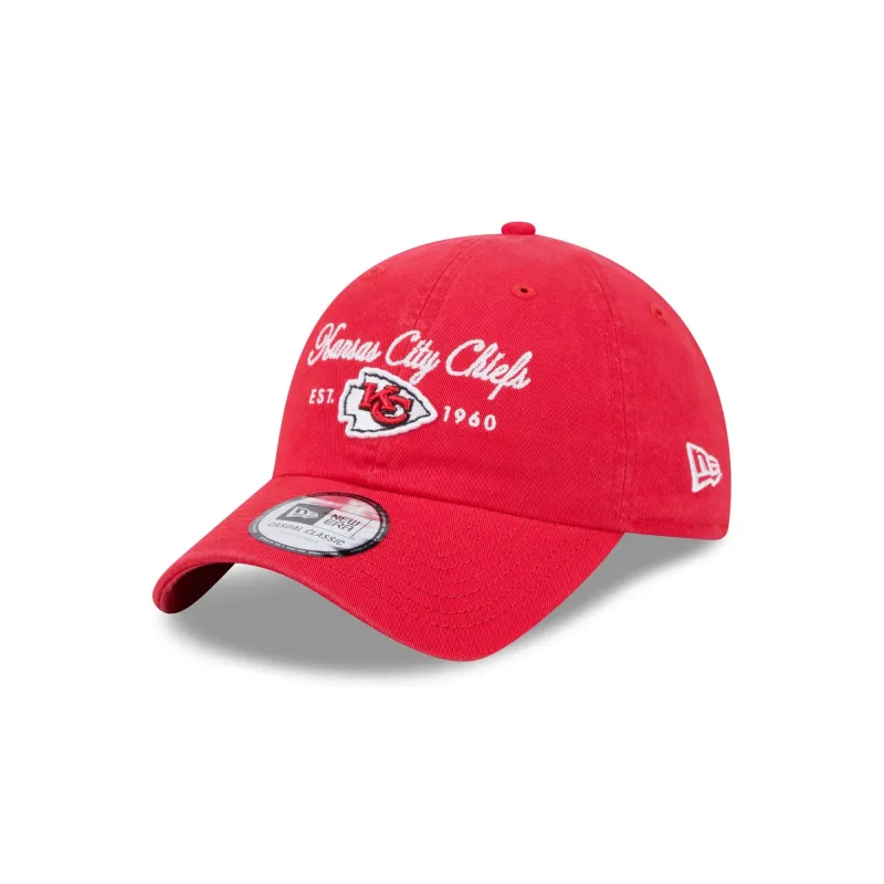 Kansas City Chiefs Script Wordmark Casual Classic Adjustable Hat made by New Era