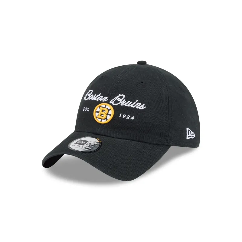 Boston Bruins Script Wordmark Casual Classic Adjustable Hat made by New Era