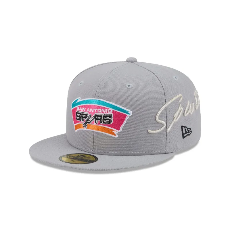 San Antonio Spurs Side Script 59FIFTY Fitted Hat made by New Era