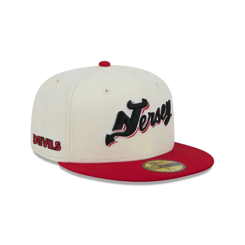 New Jersey Devils Deceptor Chrome White 59FIFTY Fitted Hat made by New Era