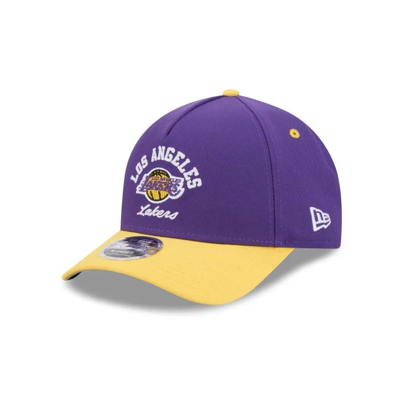 Los Angeles Lakers Arched Graphic 9FORTY M-Crown A-Frame Snapback Hat made by New Era