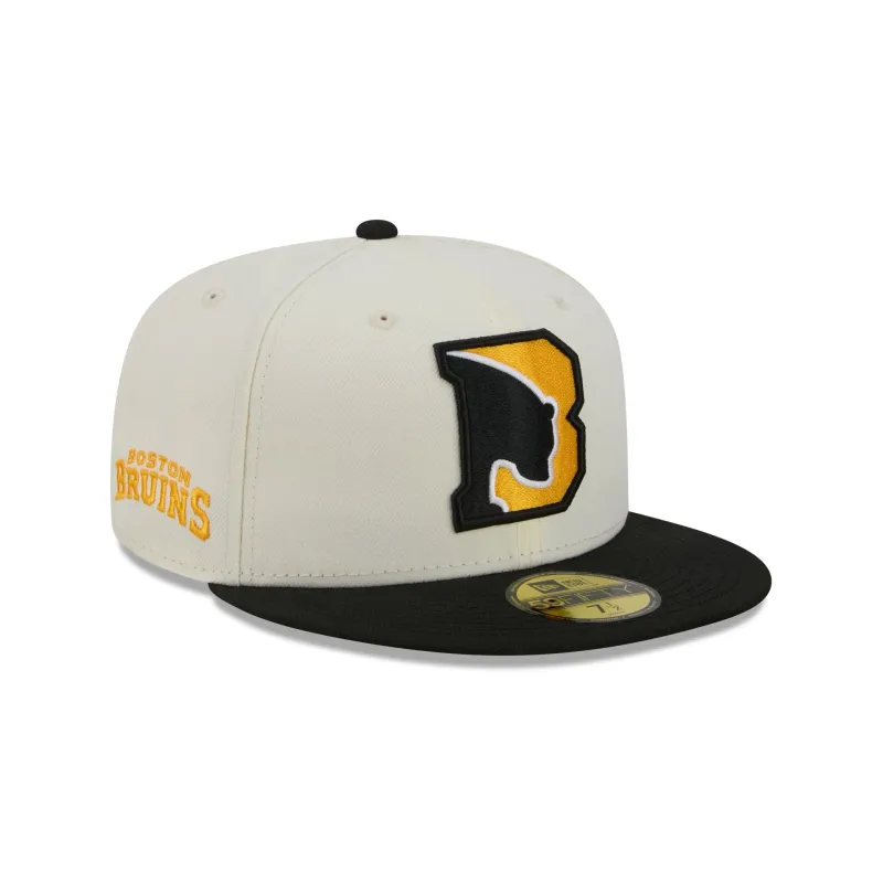 Boston Bruins Deceptor Chrome White 59FIFTY Fitted Hat made by New Era