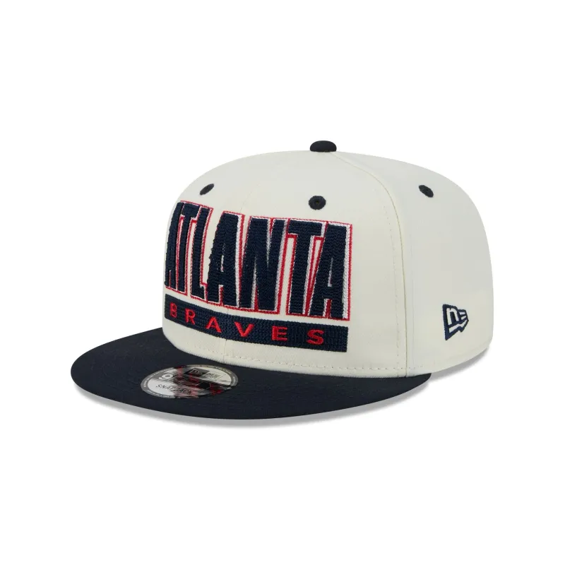 Atlanta Braves Classic Stacked Chrome 9FIFTY Snapback Hat made by New Era