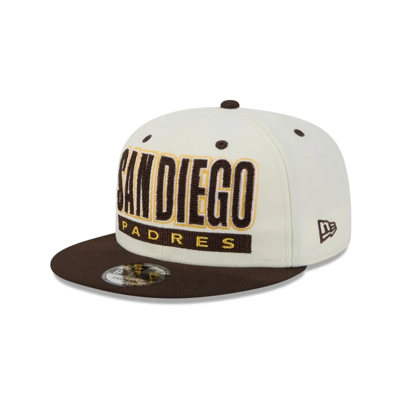 San Diego Padres Classic Stacked Chrome 9FIFTY Snapback Hat made by New Era