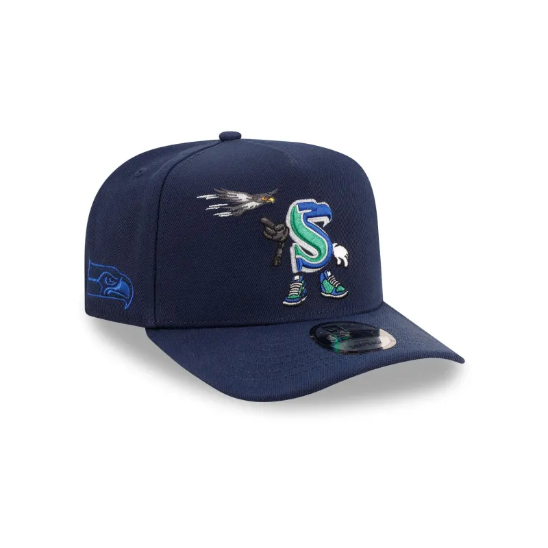 Seattle Seahawks Cartoon 9FIFTY A-Frame Snapback Hat made by New Era