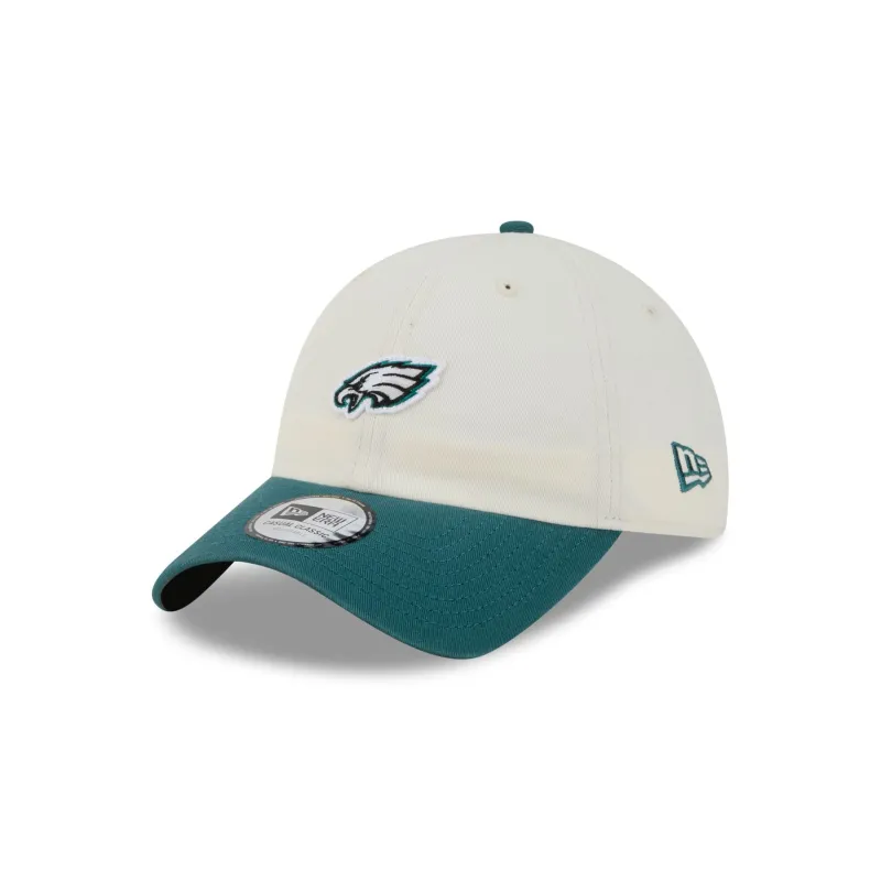 Philadelphia Eagles Mini Logo Chrome White Casual Classic Adjustable Hat made by New Era