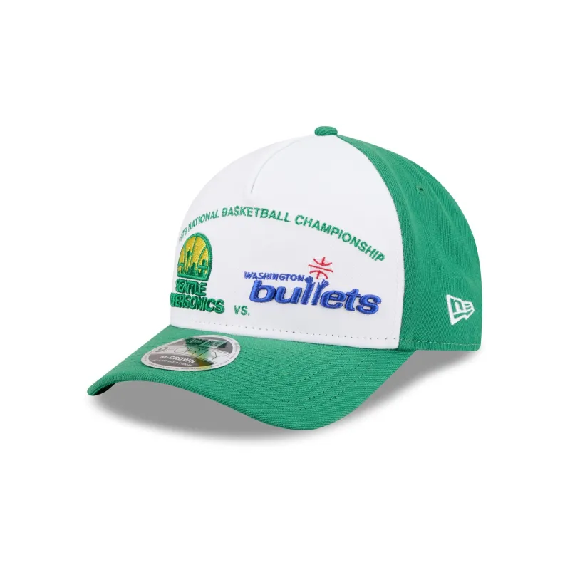 NBA Seattle SuperSonics vs Washington Bullets 9FORTY M-Crown A-Frame Snapback Hat made by New Era