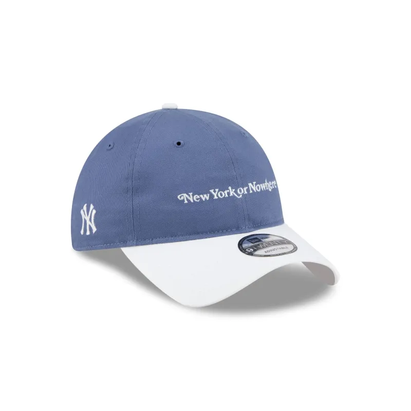 New York or Nowhere x New York Yankees Slate Blue Script 9TWENTY Adjustable Hat made by New Era