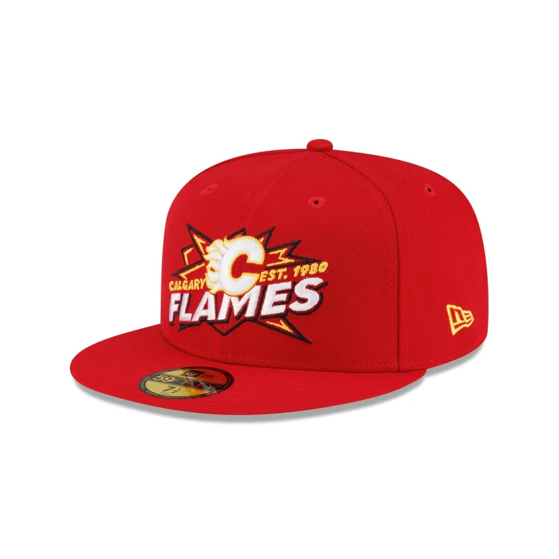 Calgary Flames Top Shelf 59FIFTY Fitted Hat made by New Era