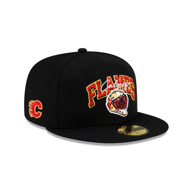 Calgary Flames Arch Mask 59FIFTY Fitted Hat made by New Era
