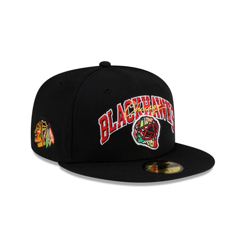 Chicago Blackhawks Arch Mask 59FIFTY Fitted Hat made by New Era