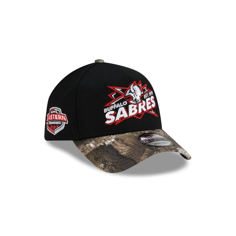 Buffalo Sabres Top Shelf Black Camo 9FORTY A-Frame Snapback Hat made by New Era
