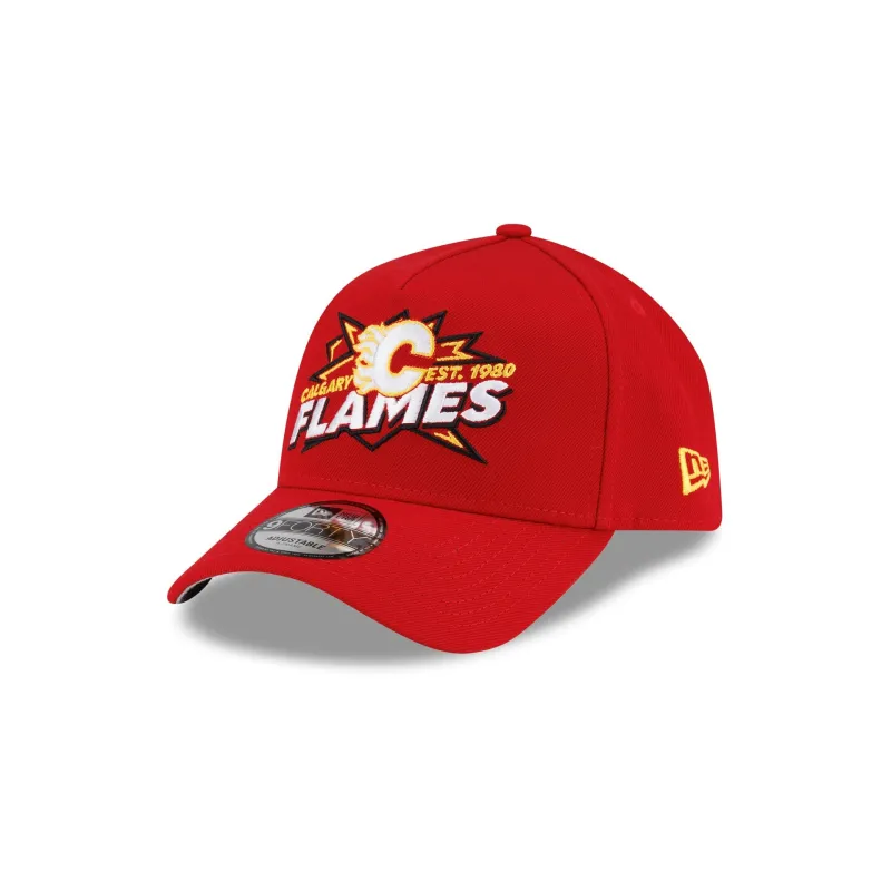 Calgary Flames Top Shelf 9FORTY A-Frame Snapback Hat made by New Era