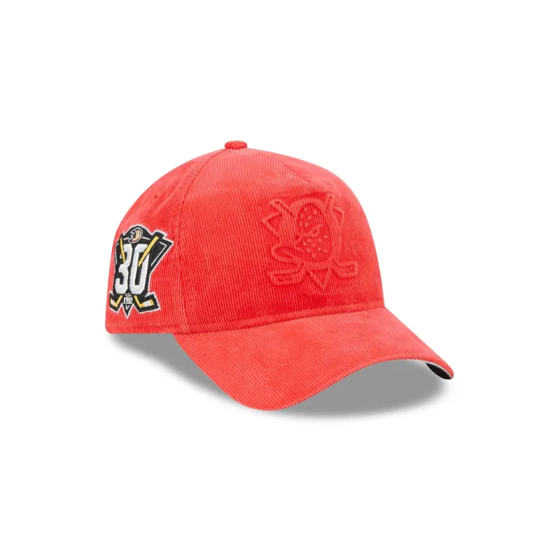 Anaheim Ducks Washed Thin Wale Cord 9FORTY A-Frame Unstructured Snapback Hat made by New Era